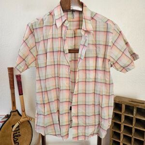 Vintage Barneys New York Coop Plaid Shirt Mens XL Made in Italy 100% Cotton